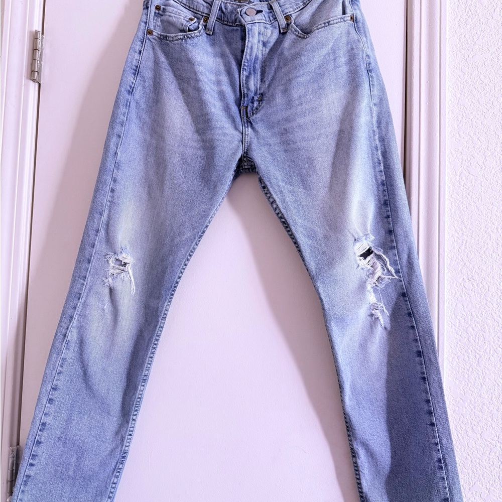 Levi's Light Blue Ripped Straight Jeans